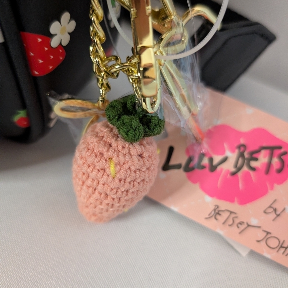 Luv Betsey Johnson Black Strawberry And Daisy Multiple Charm Crossbody Bag - Picture 4 of 9